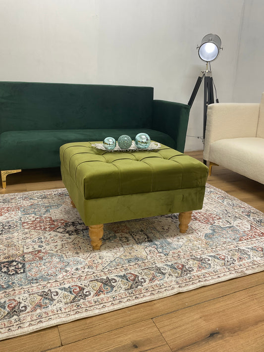 Olivia Cubed Pleated Design  Coffee Table Footstool