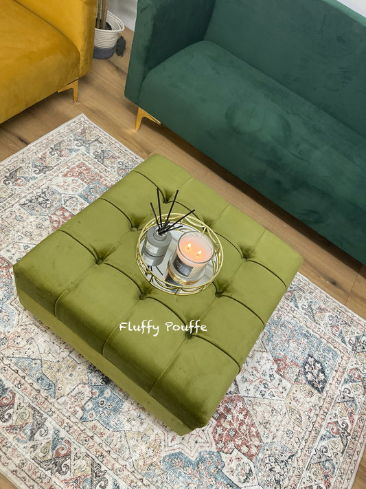 Olivia Cubed Pleated Design  Coffee Table Footstool
